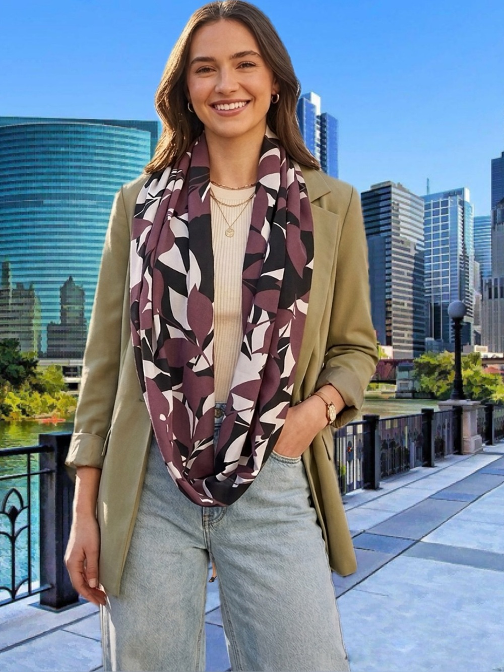 Mulberry Print Circle Infinity Scarf NWT